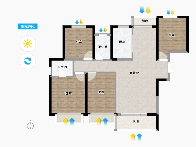 陕西省-西安市-中建璟庭-99.77-户型库-采光通风