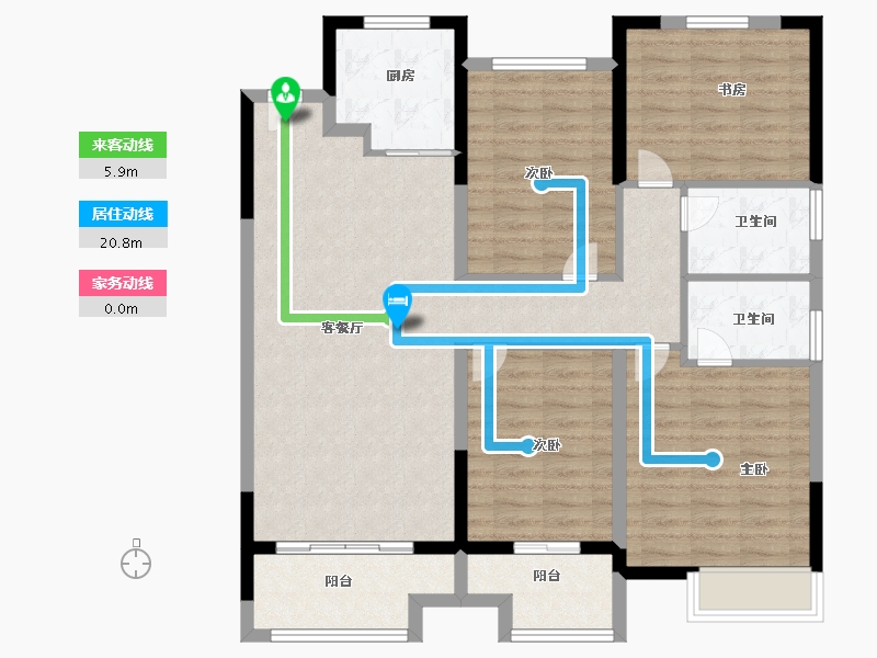 江苏省-徐州市-上水璞园-109.99-户型库-动静线