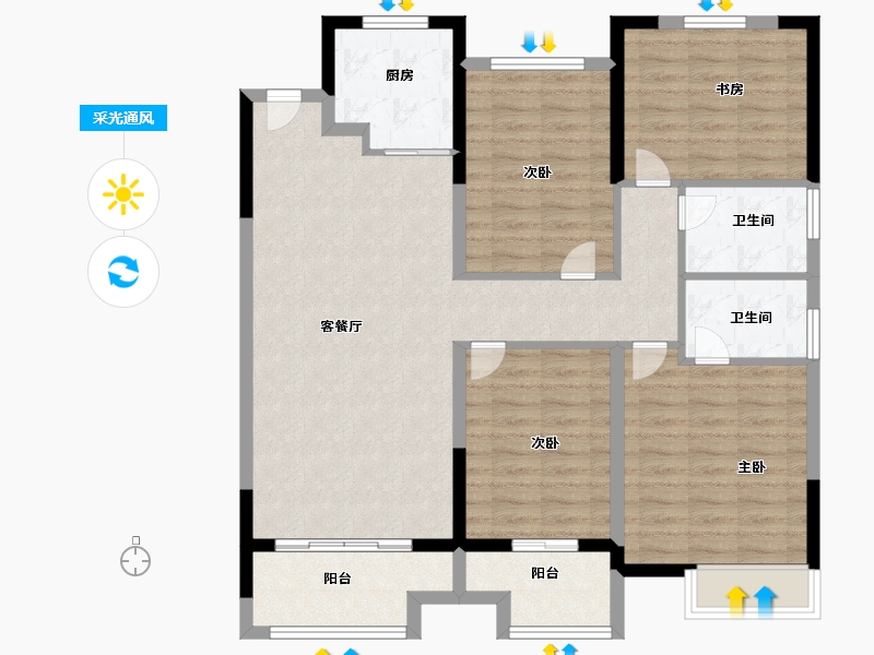 江苏省-徐州市-上水璞园-109.99-户型库-采光通风