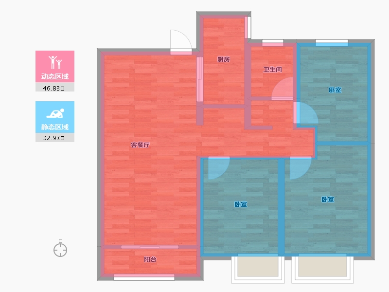 甘肃省-兰州市-世茂宏建云煦园-70.99-户型库-动静分区