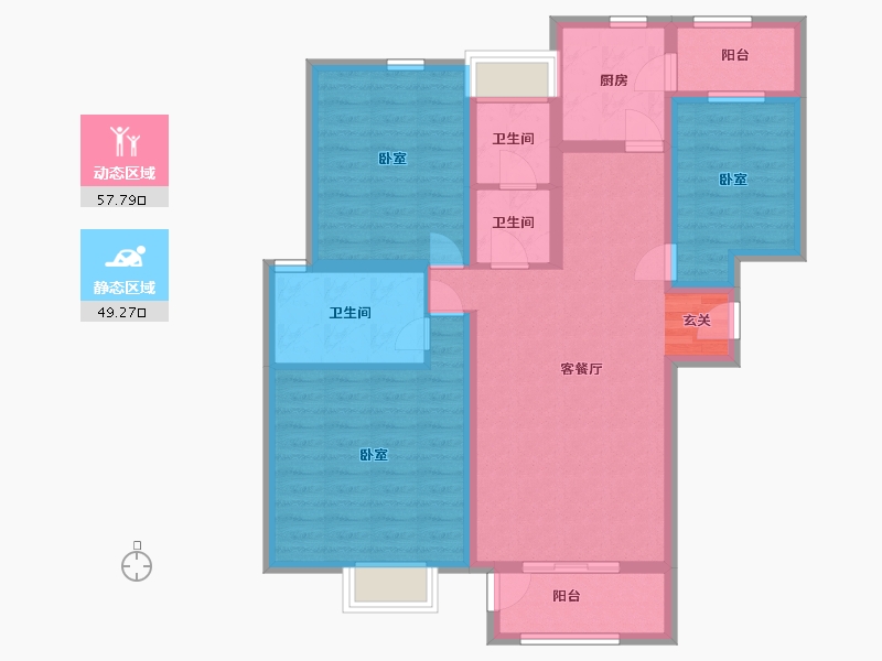 陕西省-西安市-清渭公馆-94.91-户型库-动静分区