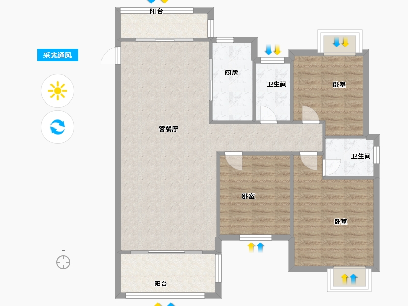 江西省-抚州市-鸿浩御泷湾-96.00-户型库-采光通风