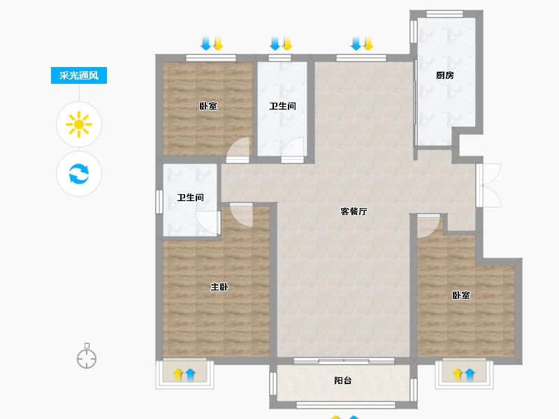 吉林省-松原市-鸿盛国际城-116.58-户型库-采光通风