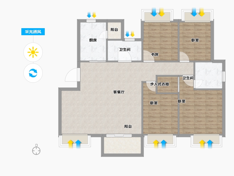 江苏省-苏州市-金辉尊域雅苑-112.00-户型库-采光通风