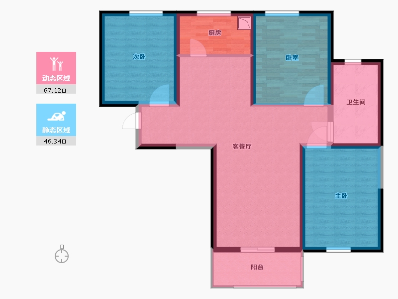 陕西省-西安市-林河世家-102.00-户型库-动静分区