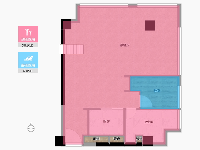 江苏省-无锡市-俊发SOHO俊园-60.00-户型库-动静分区