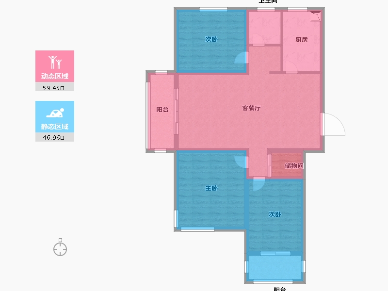 江苏省-徐州市-龙城国际理想城-94.99-户型库-动静分区