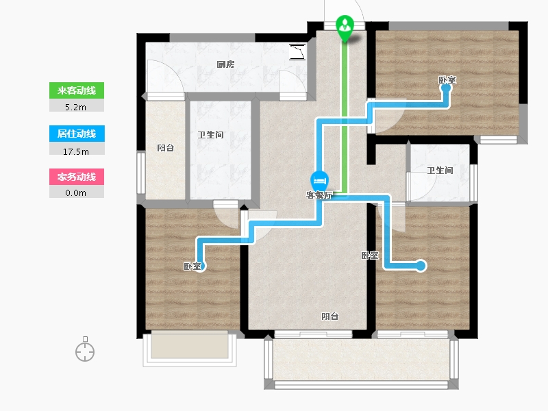 陕西省-渭南市-文瑞卓锦花园城-89.19-户型库-动静线