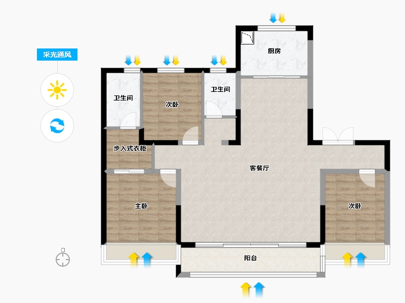 陕西省-榆林市-泰发祥·高新悦府-113.12-户型库-采光通风