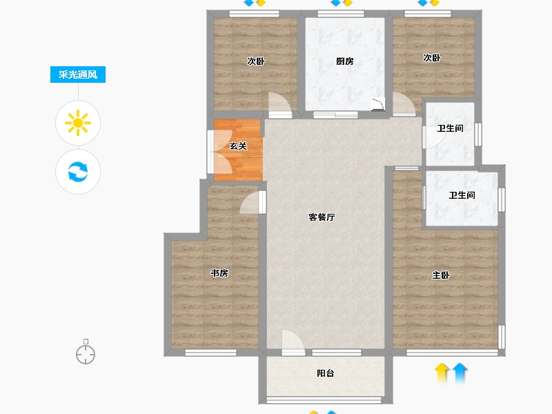 黑龙江省-哈尔滨市-华润置地·崑崙御-107.71-户型库-采光通风