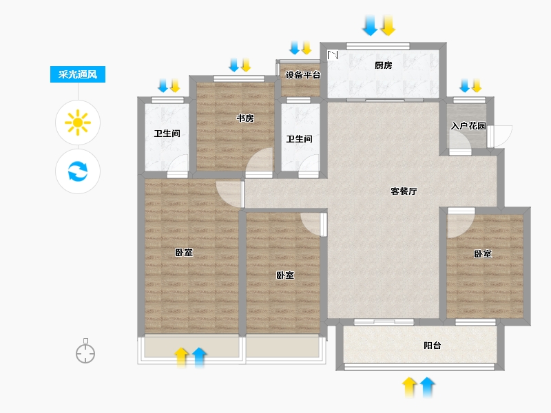 江苏省-徐州市-中海·铂悦府-118.00-户型库-采光通风