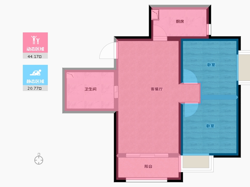 甘肃省-兰州市-普天格兰绿都-57.06-户型库-动静分区