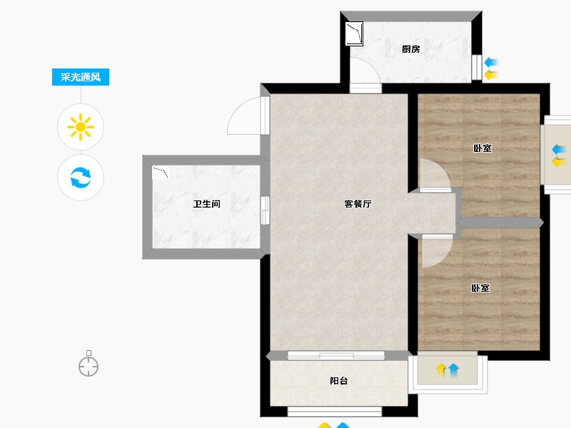 甘肃省-兰州市-普天格兰绿都-57.06-户型库-采光通风