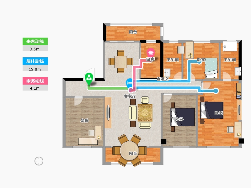 陕西省-宝鸡市-宝鸡碧桂园凤凰城-121.33-户型库-动静线