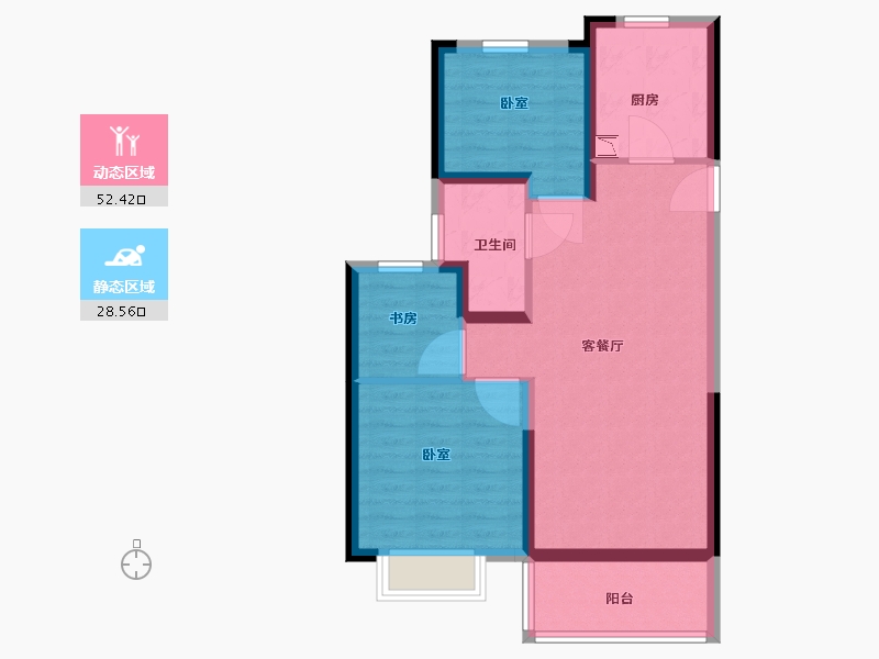 江苏省-南京市-银城旭辉云臺天境-71.77-户型库-动静分区