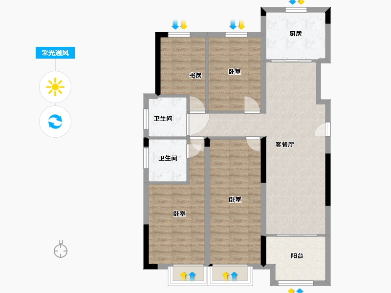 江苏省-苏州市-亨通吴越锦绣-100.00-户型库-采光通风