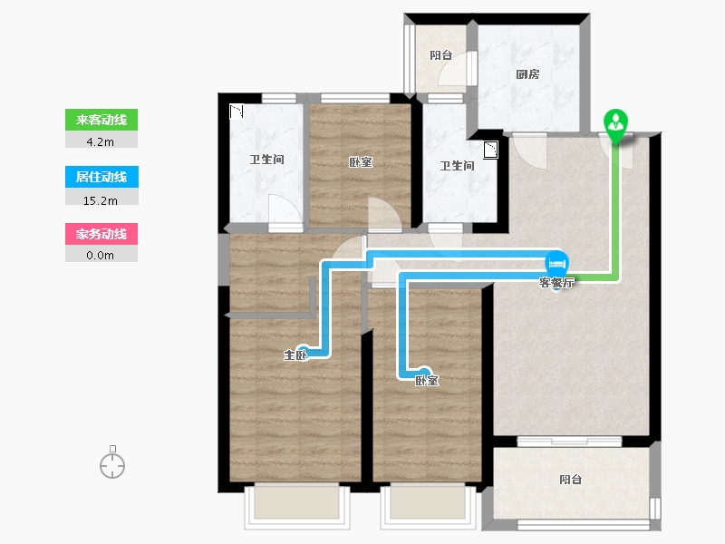 陕西省-咸阳市-咸阳恒大帝景-84.76-户型库-动静线