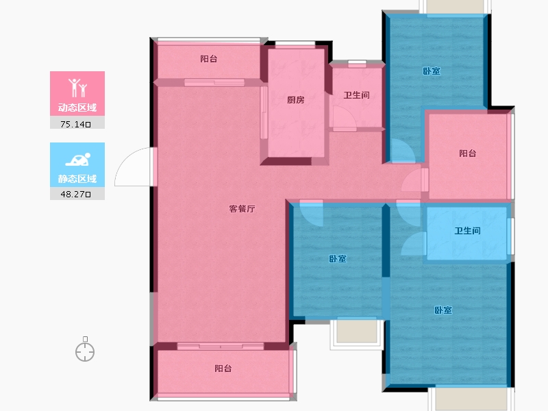 江苏省-苏州市-南山维拉-110.00-户型库-动静分区