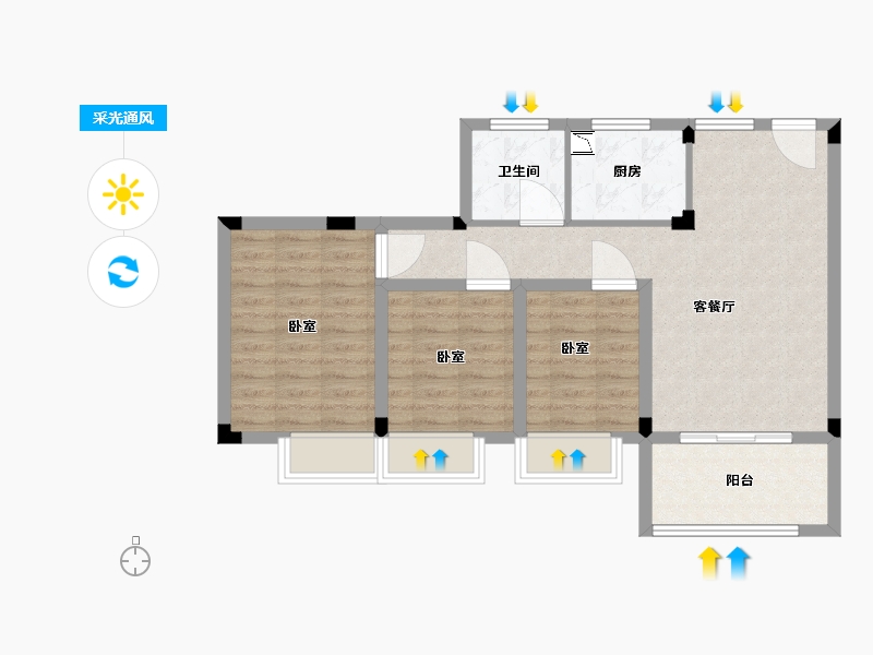 江西省-抚州市-嘉华滨江星城-70.60-户型库-采光通风