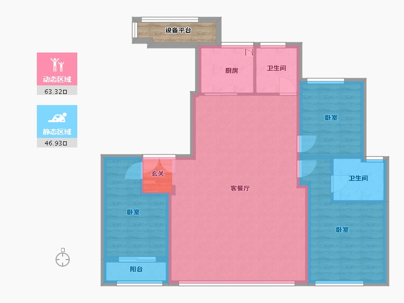 陕西省-西安市-海逸长洲-103.37-户型库-动静分区