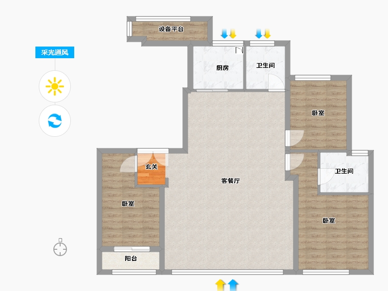 陕西省-西安市-海逸长洲-103.37-户型库-采光通风