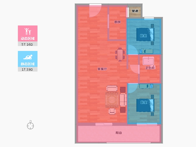 山西省-太原市-电建地产·晋中洺悦宸苑-68.90-户型库-动静分区