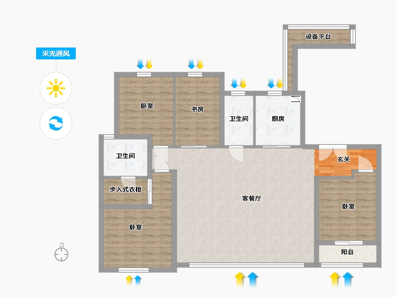 陕西省-西安市-海逸长洲-120.68-户型库-采光通风