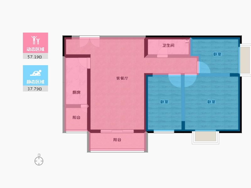 甘肃省-兰州市-恒利沃德小镇-83.63-户型库-动静分区