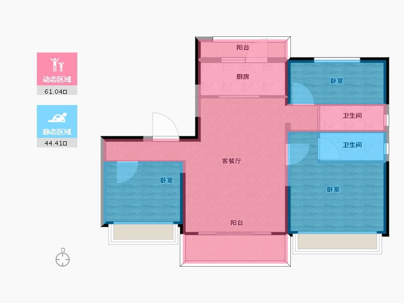 陕西省-宝鸡市-碧桂园学府壹号-95.01-户型库-动静分区