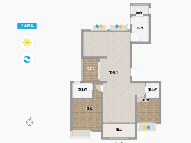 江苏省-苏州市-苏州吴中万达广场-112.36-户型库-采光通风