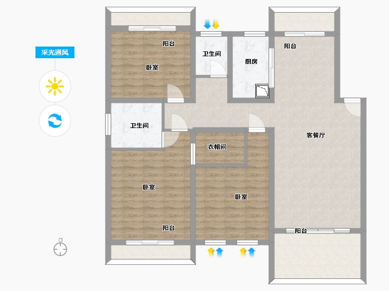 江苏省-苏州市-太湖相王府·橘郡-120.44-户型库-采光通风