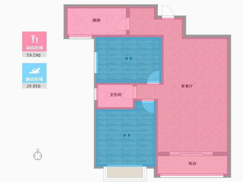 陕西省-咸阳市-青龙紫薇花园-76.40-户型库-动静分区