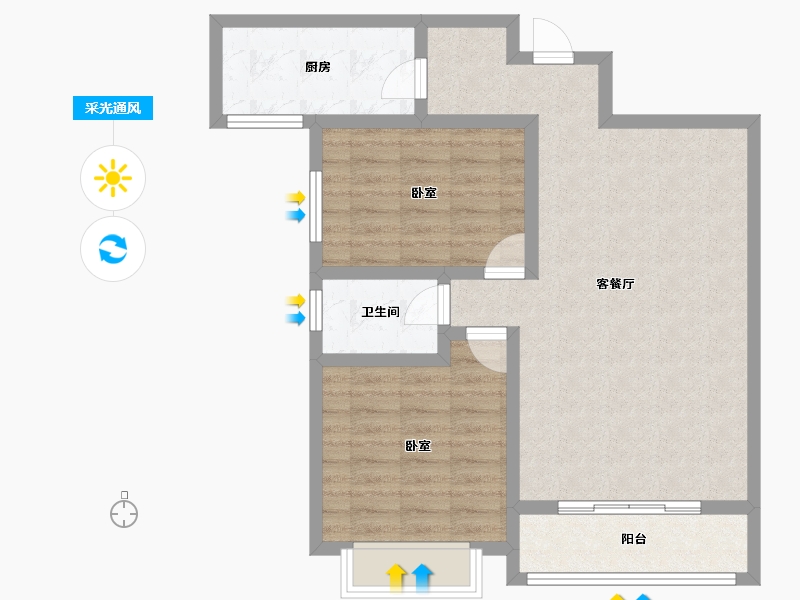 陕西省-咸阳市-青龙紫薇花园-76.40-户型库-采光通风