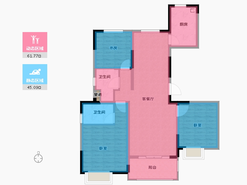 江苏省-徐州市-颐居隐山观湖-96.00-户型库-动静分区