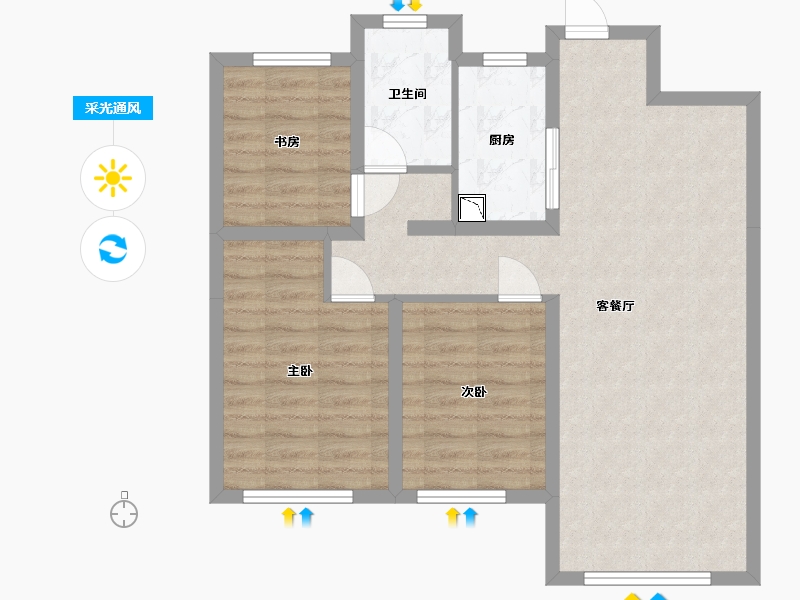 黑龙江省-哈尔滨市-华润置地·崑崙御-76.44-户型库-采光通风