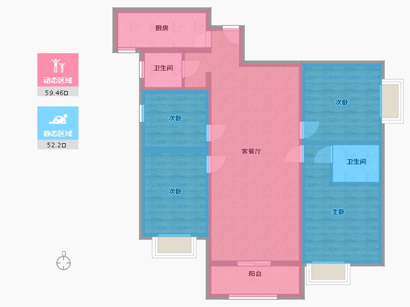 陕西省-西安市-林河世家-99.34-户型库-动静分区