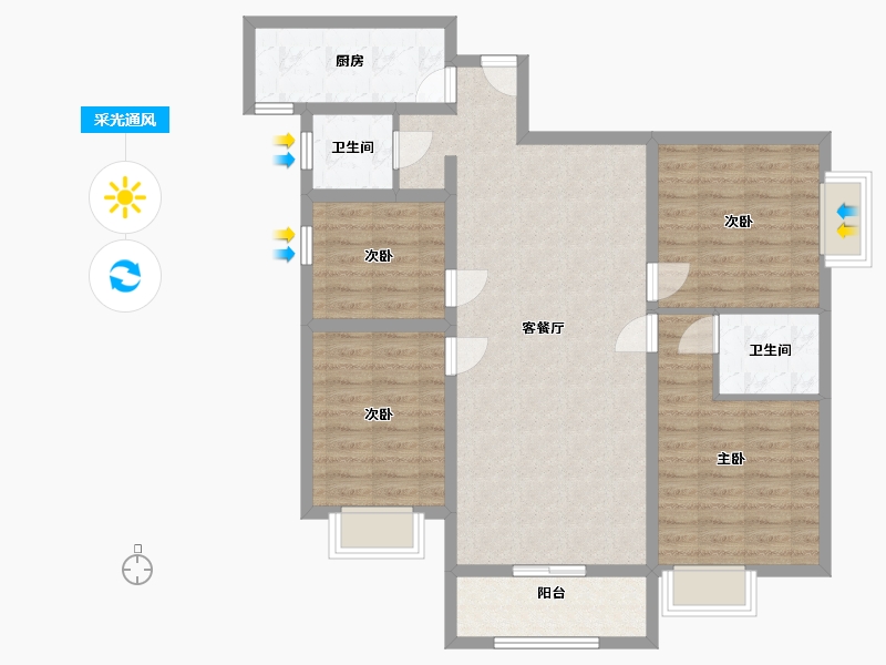 陕西省-西安市-林河世家-99.34-户型库-采光通风