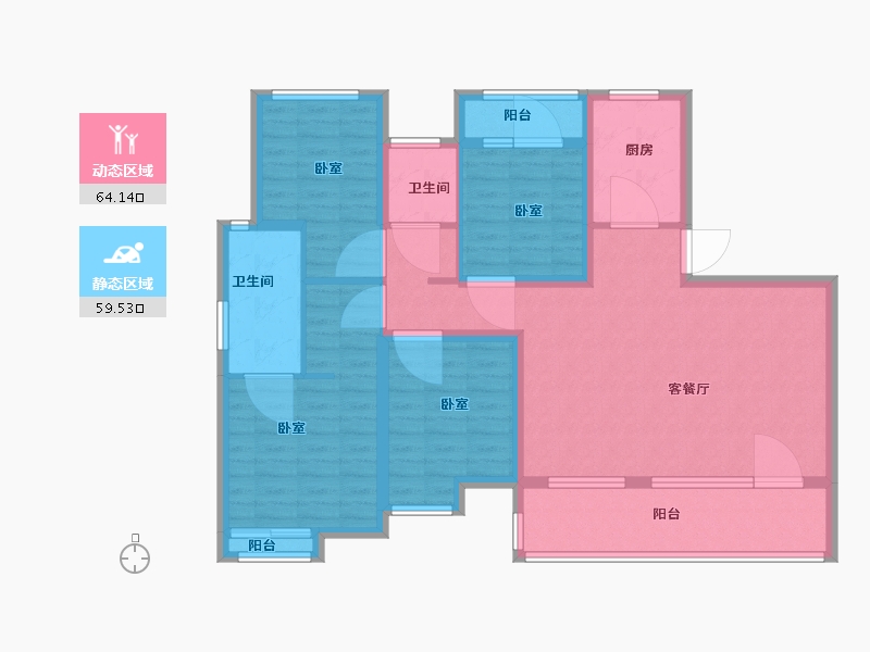 江苏省-苏州市-中锐弘阳·星唐府-110.00-户型库-动静分区