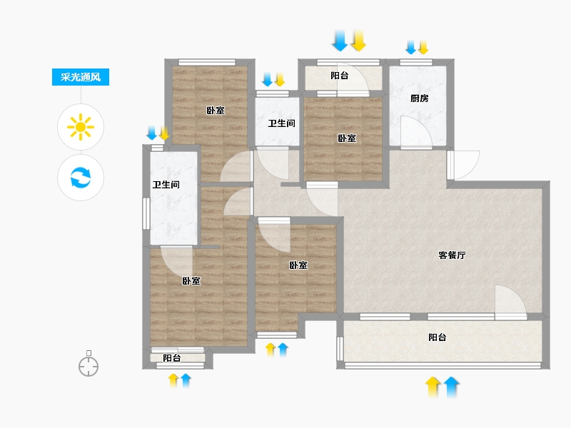 江苏省-苏州市-中锐弘阳·星唐府-110.00-户型库-采光通风