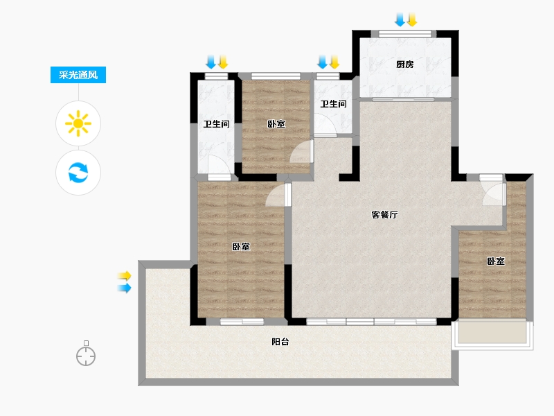 江苏省-苏州市-旭辉·和庭-104.01-户型库-采光通风