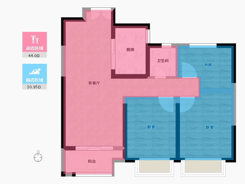 陕西省-西安市-中建璟庭-66.21-户型库-动静分区