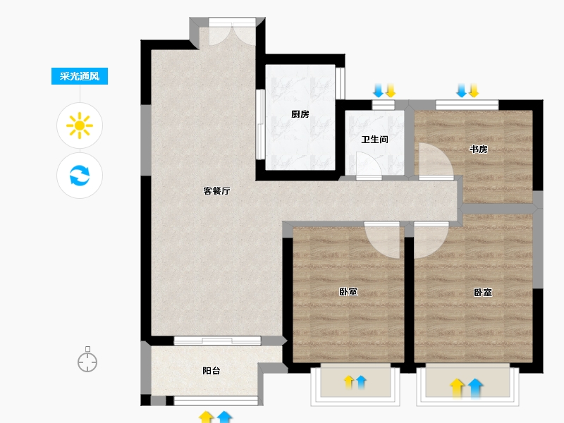 陕西省-西安市-中建璟庭-66.21-户型库-采光通风