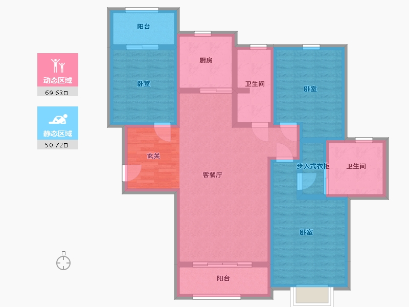 陕西省-西安市-清渭公馆-106.70-户型库-动静分区