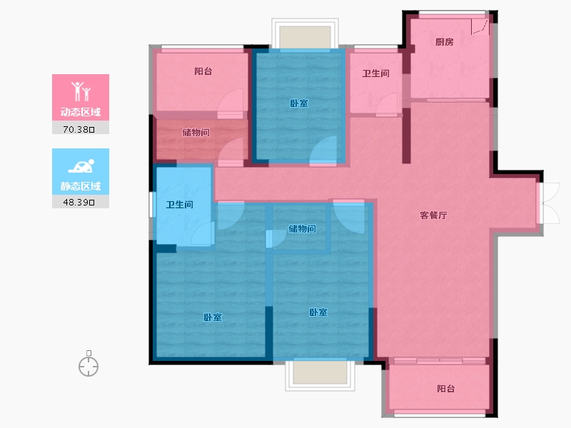 江苏省-苏州市-陆家嘴锦绣澜山-105.00-户型库-动静分区