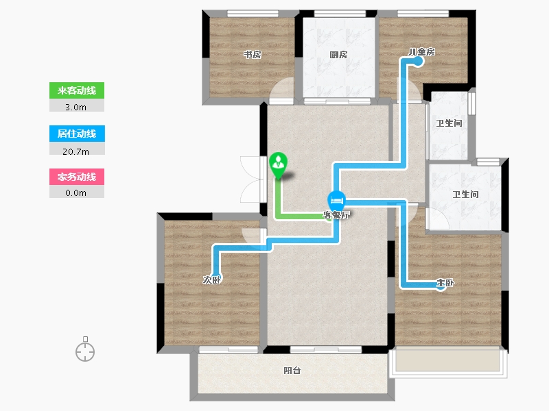 江苏省-徐州市-美的金科·云筑-106.00-户型库-动静线