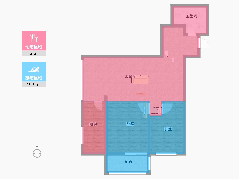 甘肃省-兰州市-华富瑞士名居-79.30-户型库-动静分区