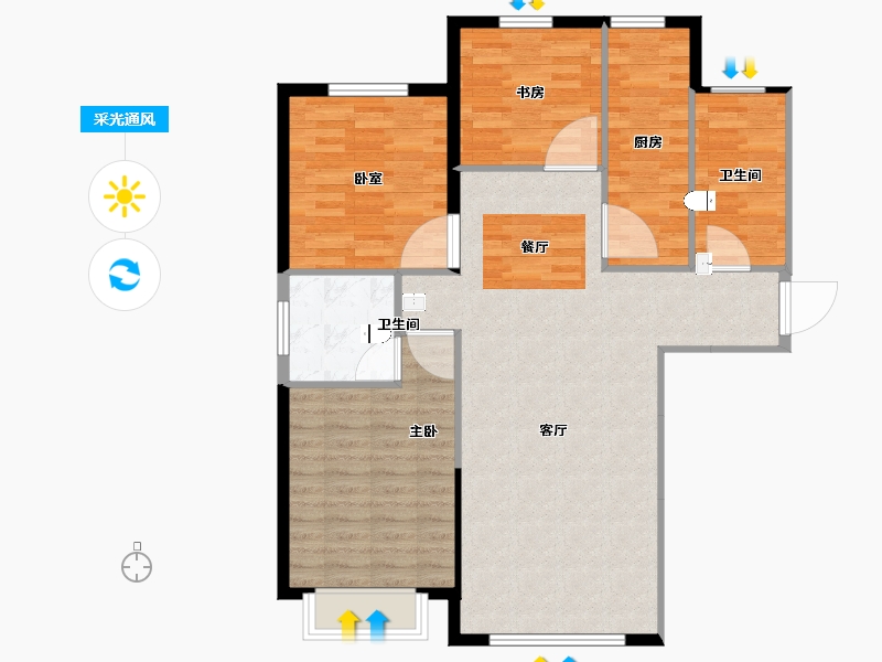 甘肃省-兰州市-津华格林兰-99.50-户型库-采光通风