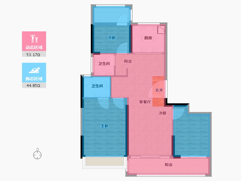 江苏省-南京市-誉峰苑-88.07-户型库-动静分区