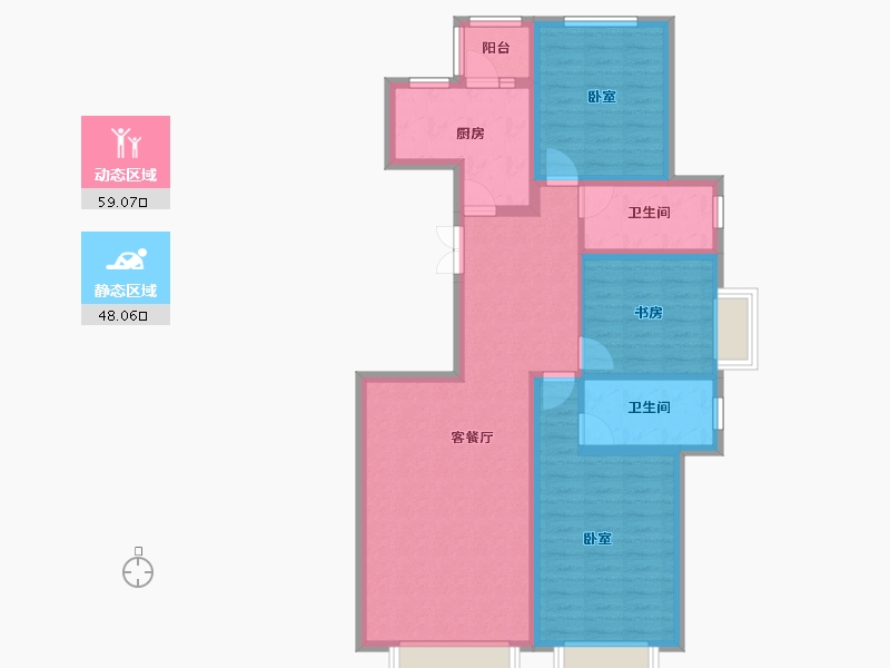 甘肃省-兰州市-中广宜景湾郡城-95.45-户型库-动静分区