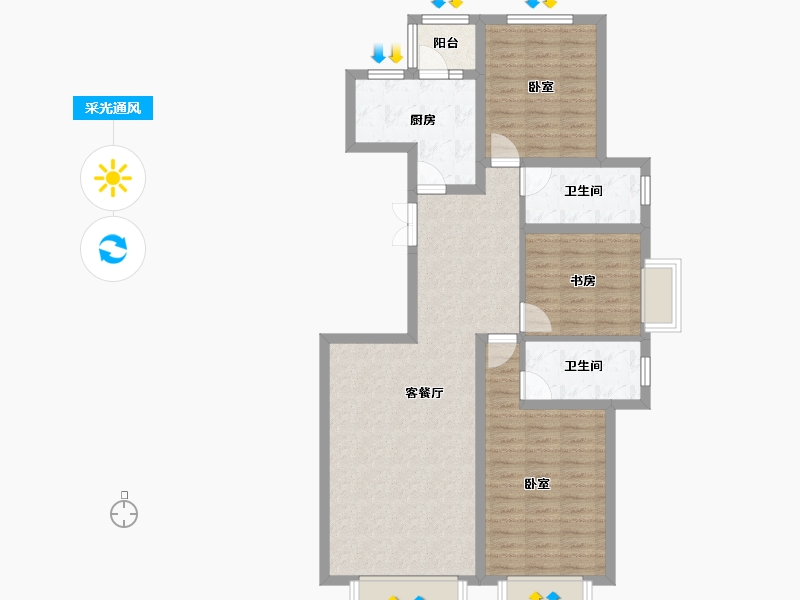 甘肃省-兰州市-中广宜景湾郡城-95.45-户型库-采光通风